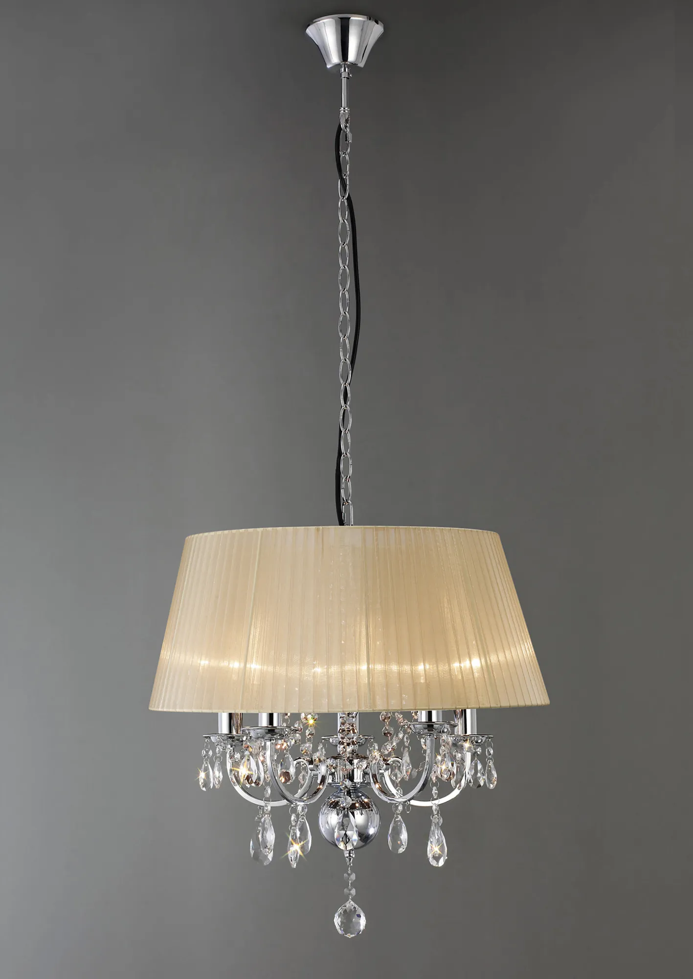 Olivia Polished Chrome-Soft Bronze Crystal Ceiling Lights Diyas Shaded Crystal Fittings